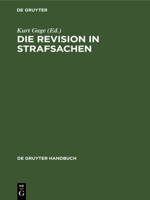 cover image of Die Revision in Strafsachen